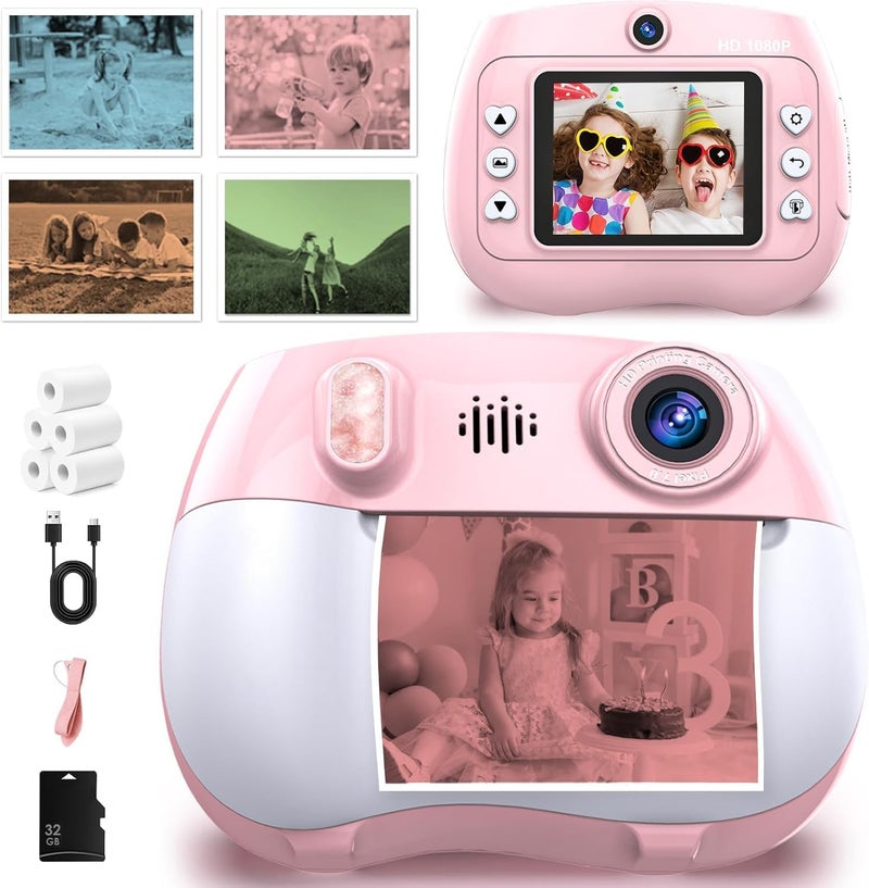 IusZup Kids Camera Instant Print 1080P Front Rear Dual Selfie - Toddler Cameras with Digital Video Games,32GB & 5-Colored Print Paper/ 250 Photos,Easy to Use & Great Toys Gifts for Boys Girls, Ages 3-12 - Image 1